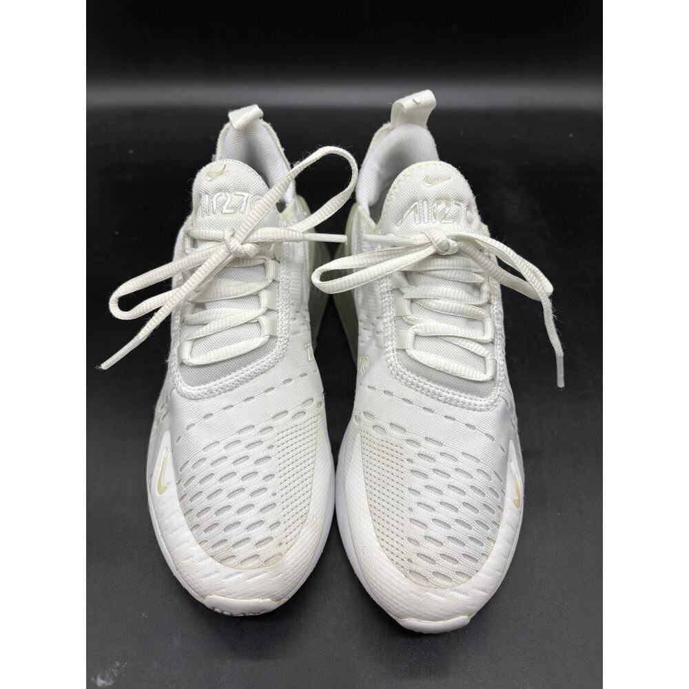 Nike Air Max 270 Shoes Youth Size 4Y White Triple White Mesh Sneakers 943345-103 - Picture 3 of 8